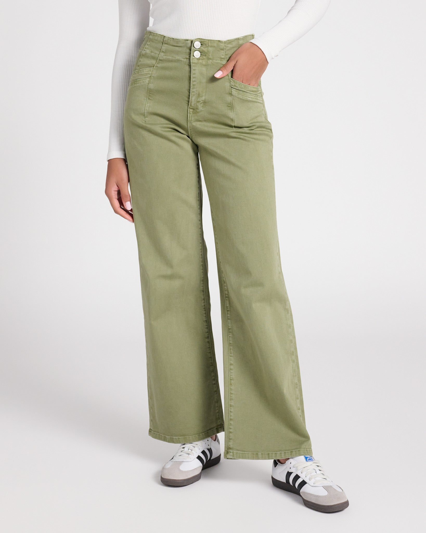 Distressed Wide-Leg Joggers (Sage) – Truly Bonded