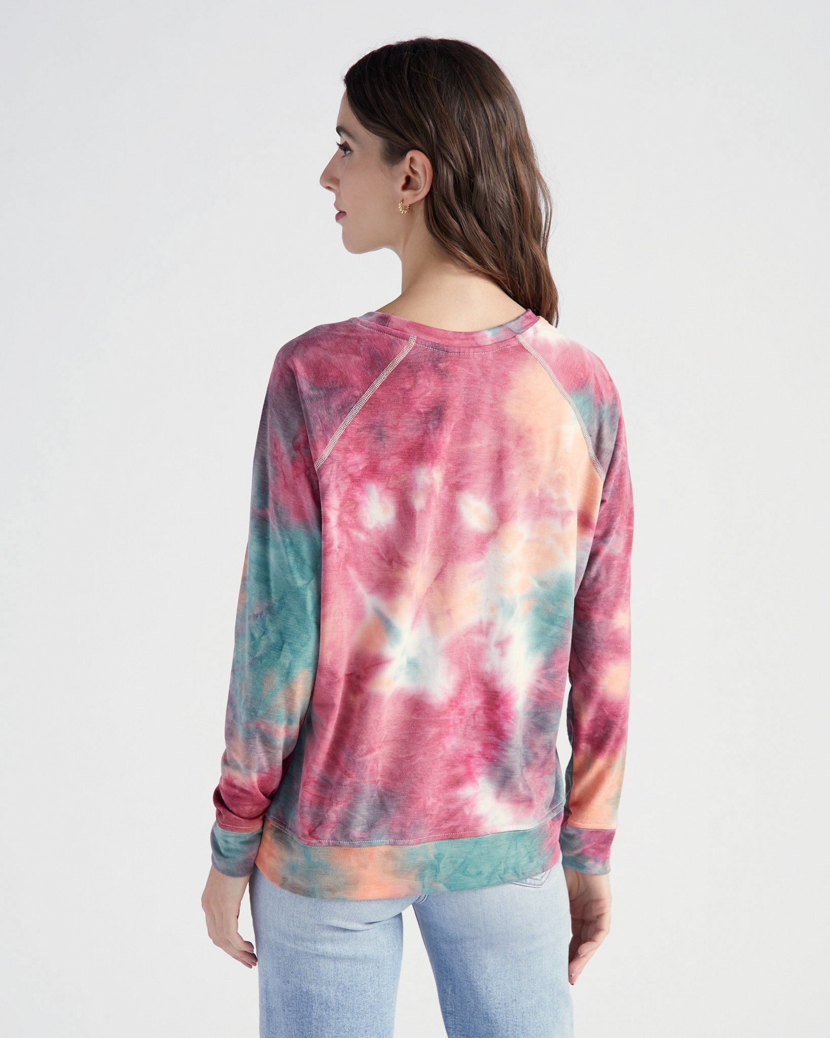 Aqua Tie Dye $|& SEAS Prosecco & Good Times Tie Dye Graphic Pullover - SOF Back