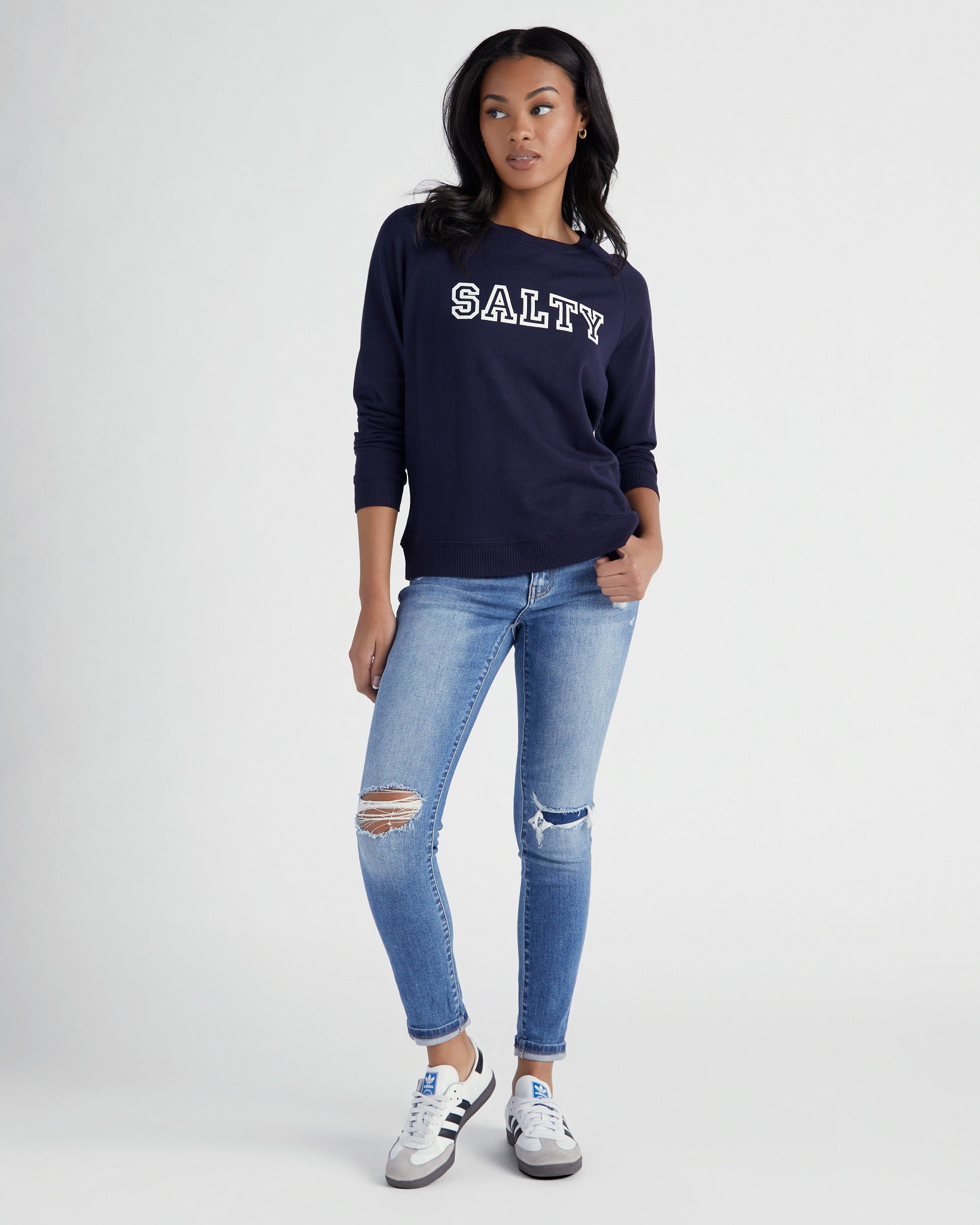 Navy $|& SEAS Salty Hacci Graphic Crew - SOF Full Front