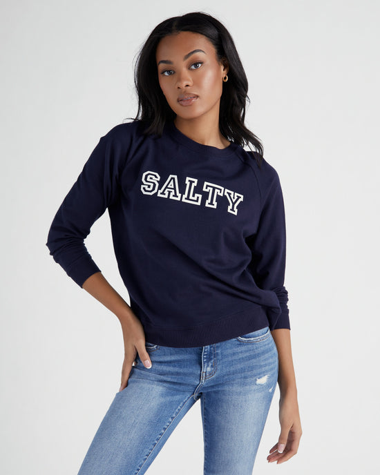 Navy $|& SEAS Salty Hacci Graphic Crew - SOF Front