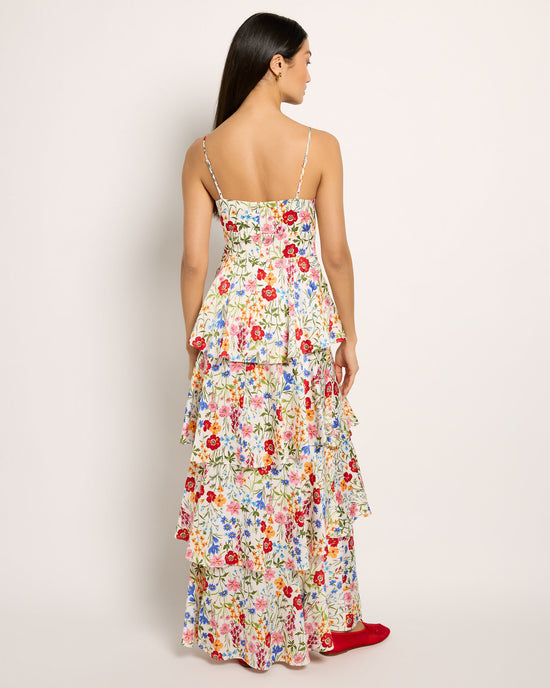 White Red $|& Skies Are Blue Floral Tiered Dress - SOF Back