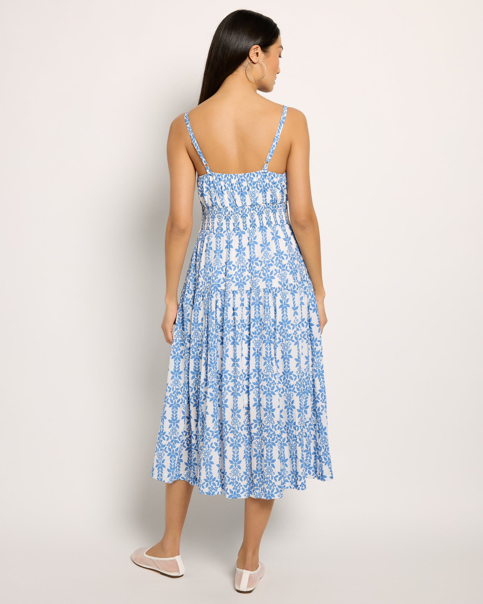 Blue $|& Skies Are Blue Print Midi Dress - SOF Back