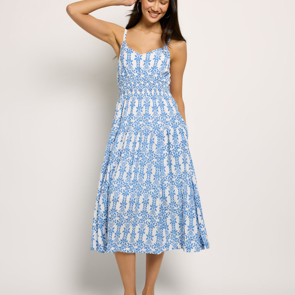 calico skies midi dress Skies Are Blue Print Midi Dress