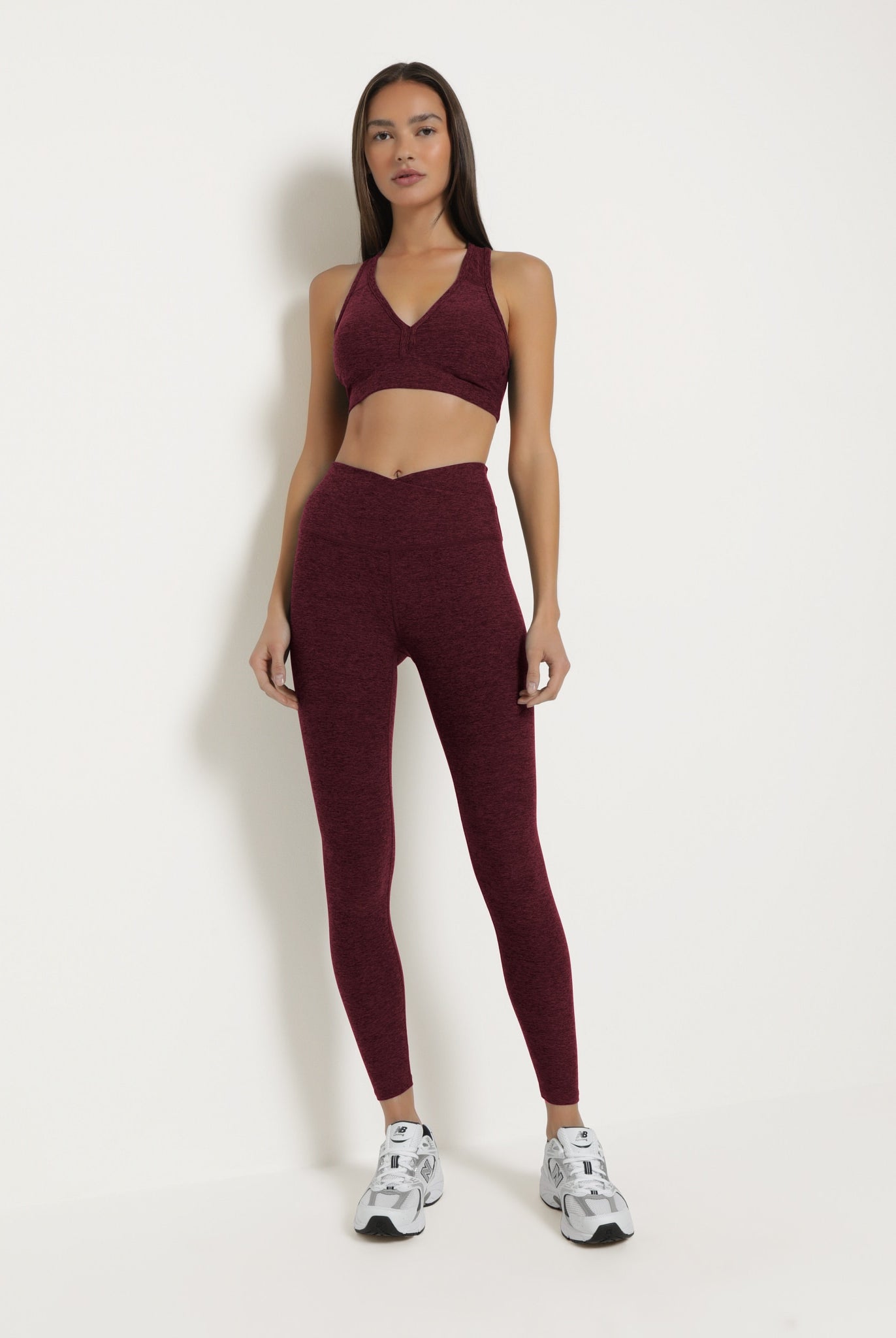 Red Wine $|& Interval FlowHeather Sculpt Crossover Leggings - UGC On Fig