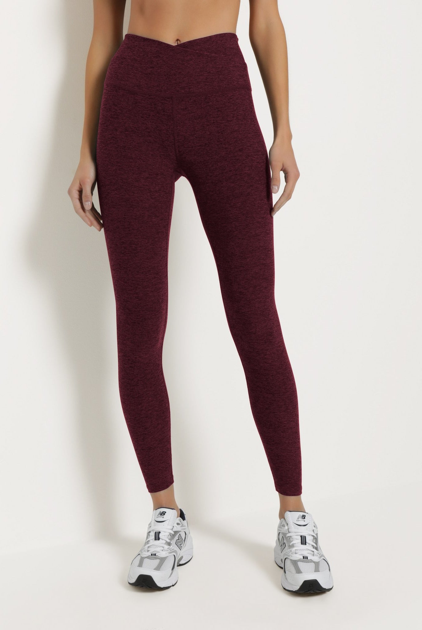 Red Wine $|& Interval FlowHeather Sculpt Crossover Leggings - SOF Front