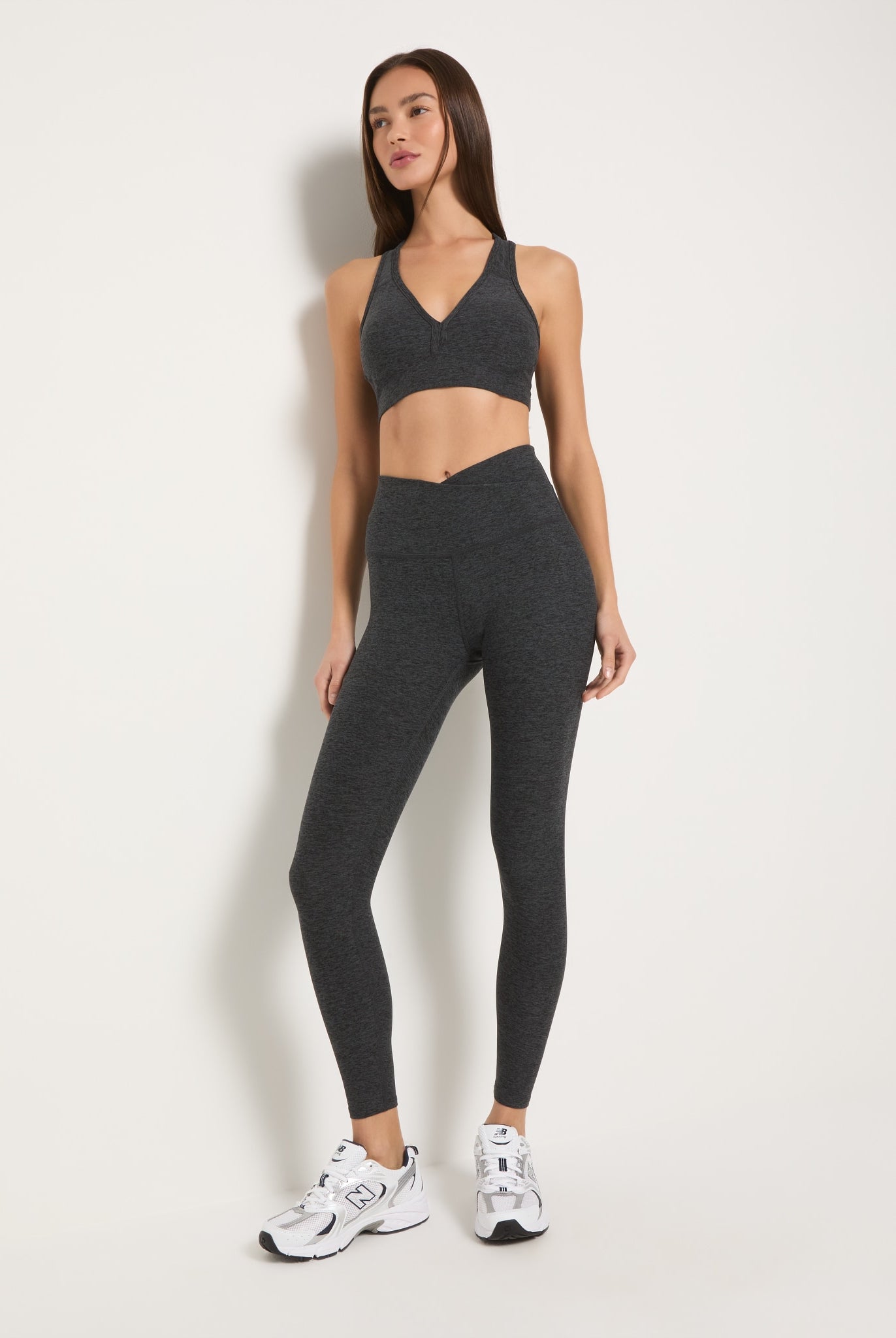 Heather Charcoal $|& Interval FlowHeather Sculpt Crossover Leggings - UGC On Fig