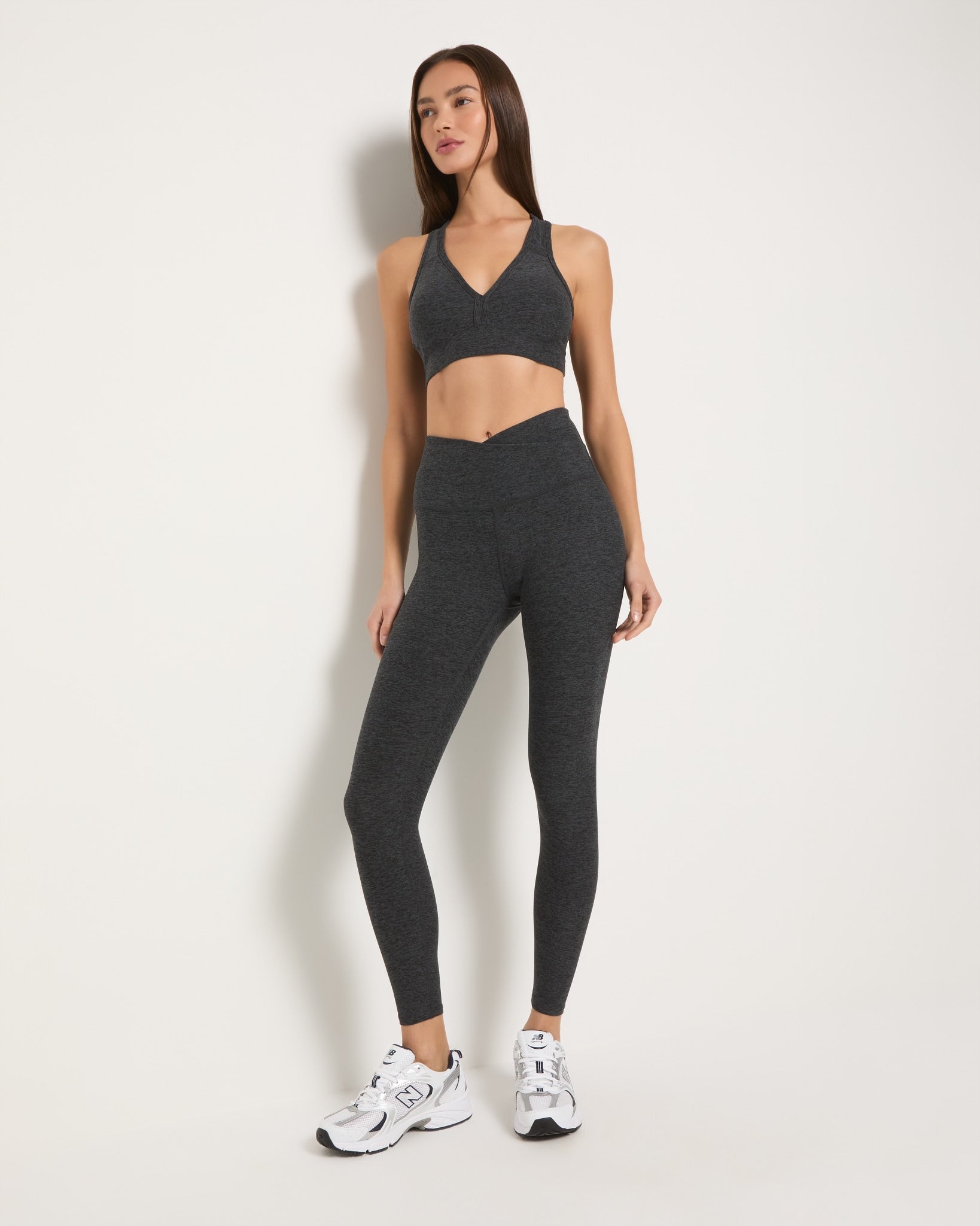 Heather Charcoal $|& Interval FlowHeather Sculpt Crossover Leggings - UGC On Fig