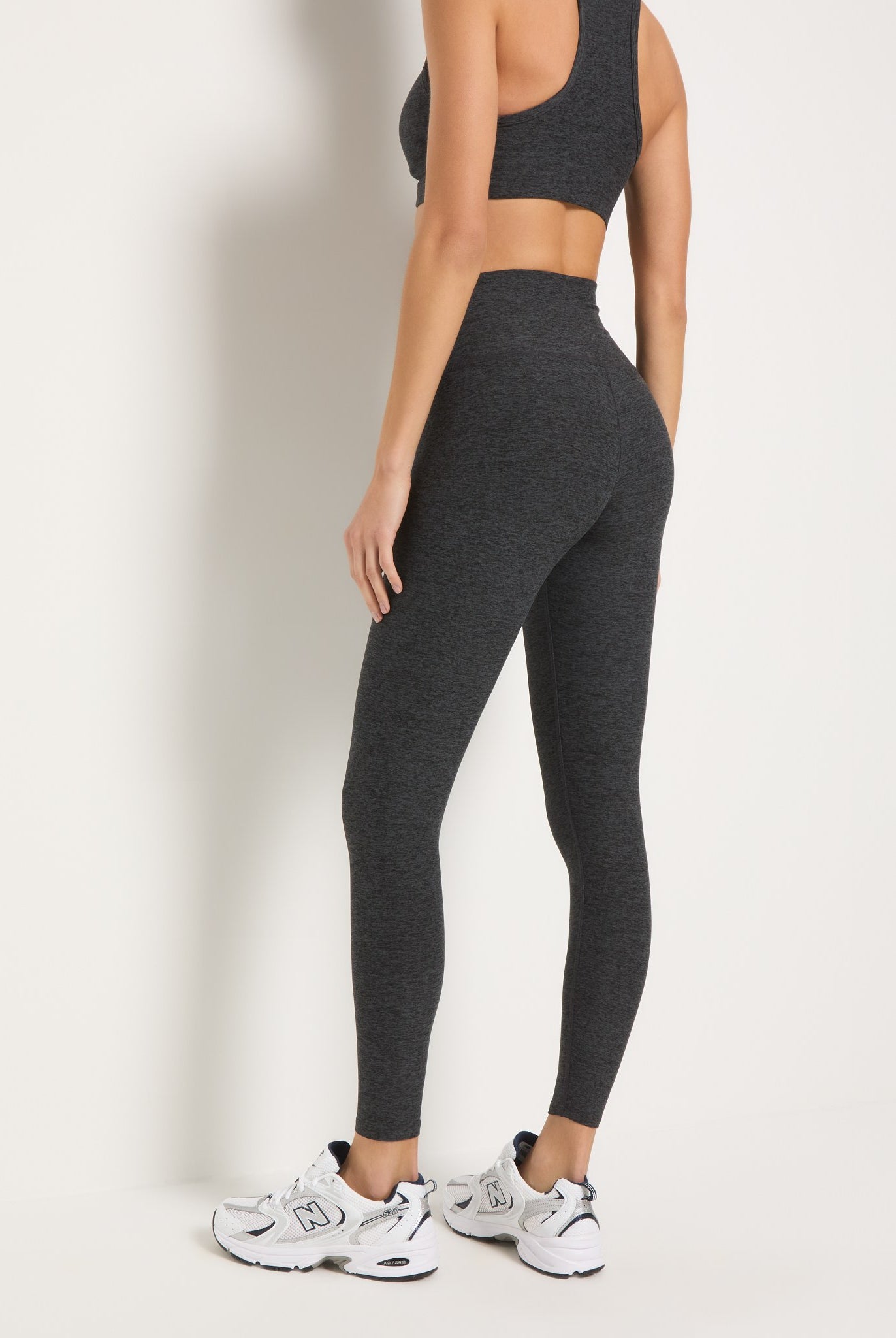 Heather Charcoal $|& Interval FlowHeather Sculpt Crossover Leggings - SOF Back