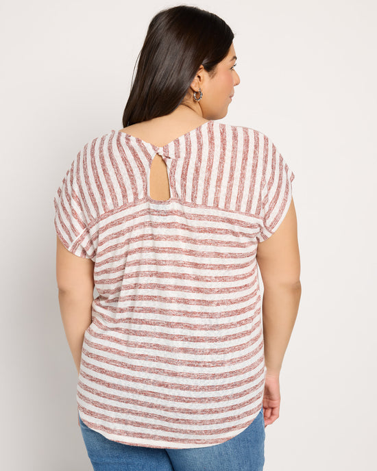 Ivory/Baked Clay Chalk Stipe $|& Bobeau Caty Twist Back Detail Tee - SOF Back