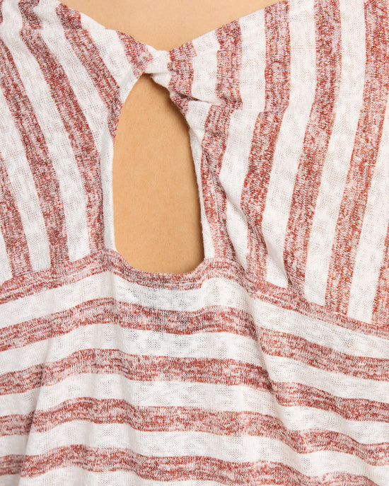 Ivory/Baked Clay Chalk Stipe $|& Bobeau Caty Twist Back Detail Tee - SOF Full Front