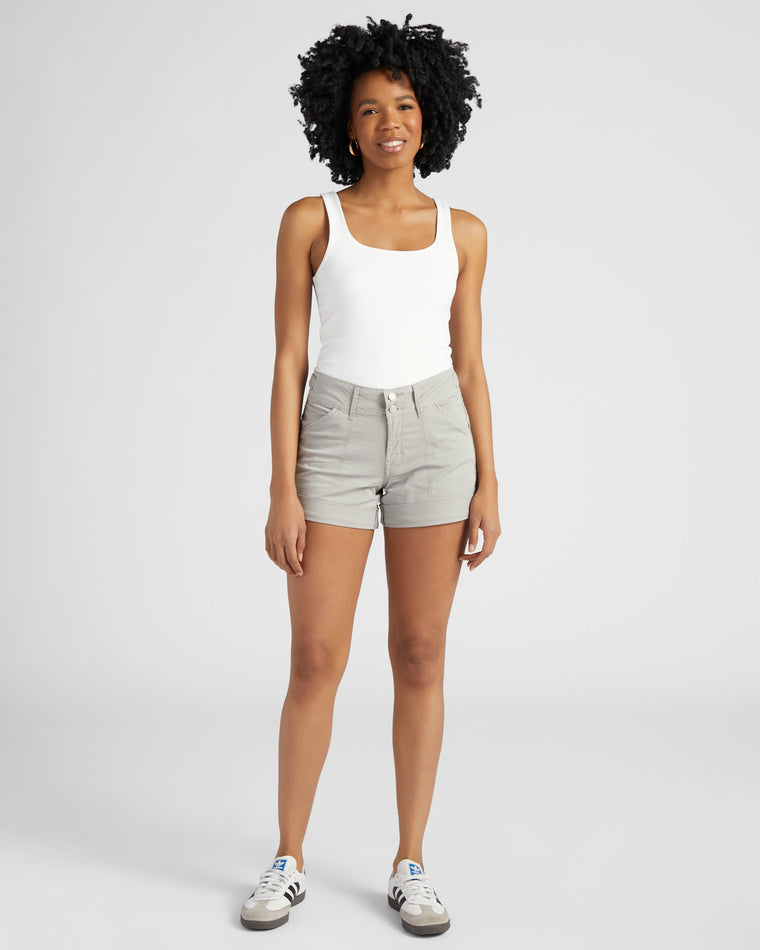 Sharkskin $|& Kensie Mid Rise Double Roll Twill Short - SOF Full Front