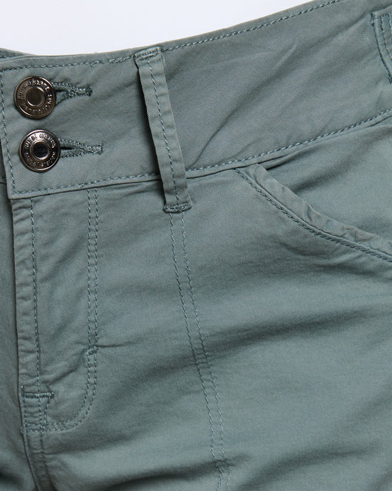 North Atlantic Teal $|& Kensie Mid Rise Double Roll Twill Short - SOF Full Front