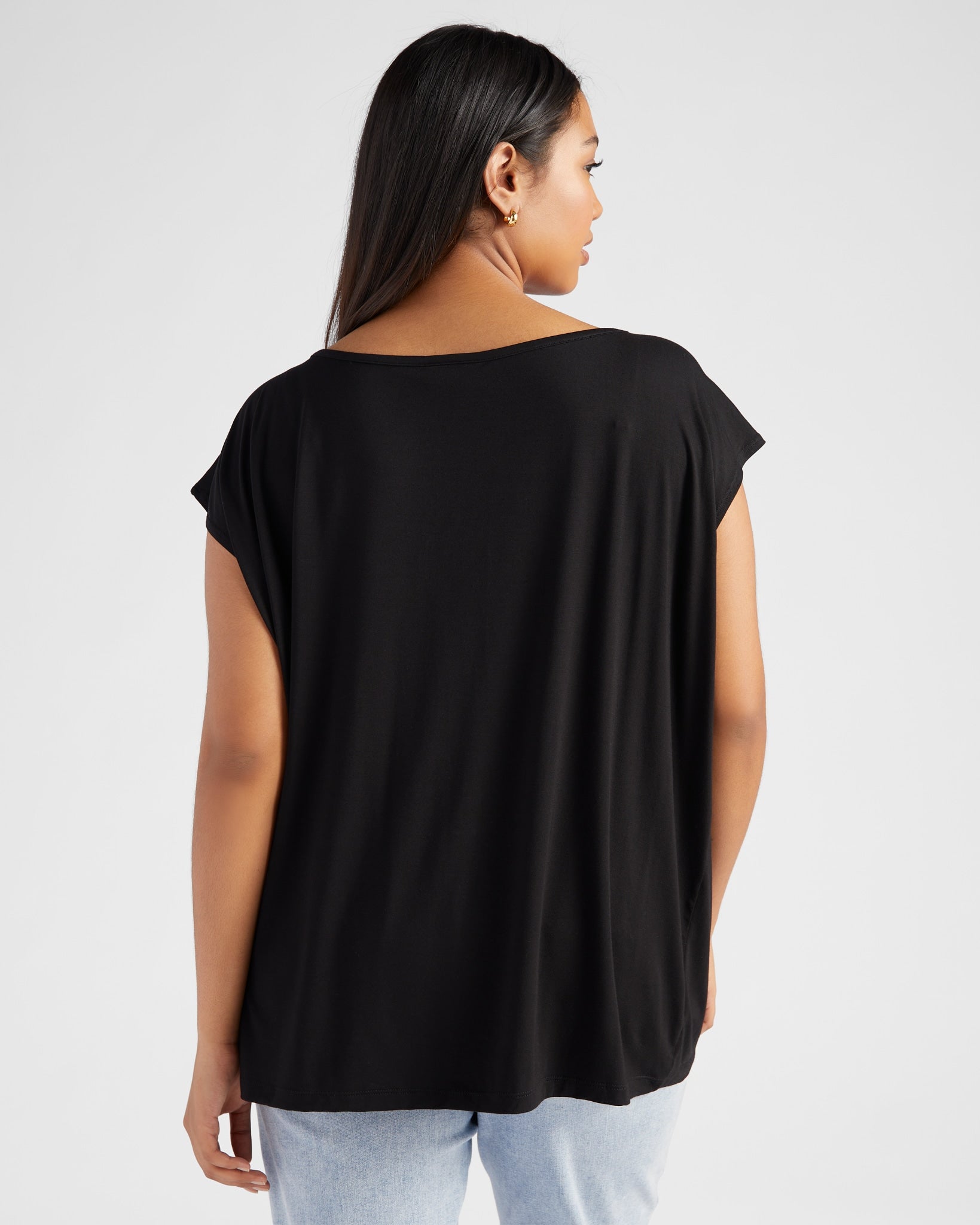 Black $|& SEAS Brentwood Boat Neck Top - SOF Back