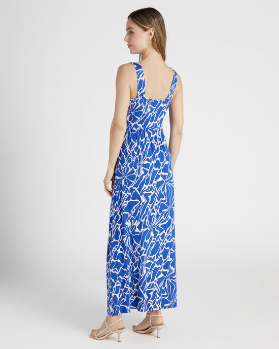 Electric Blue $|& Loveappella Printed V Strap Maxi Dress - SOF Back