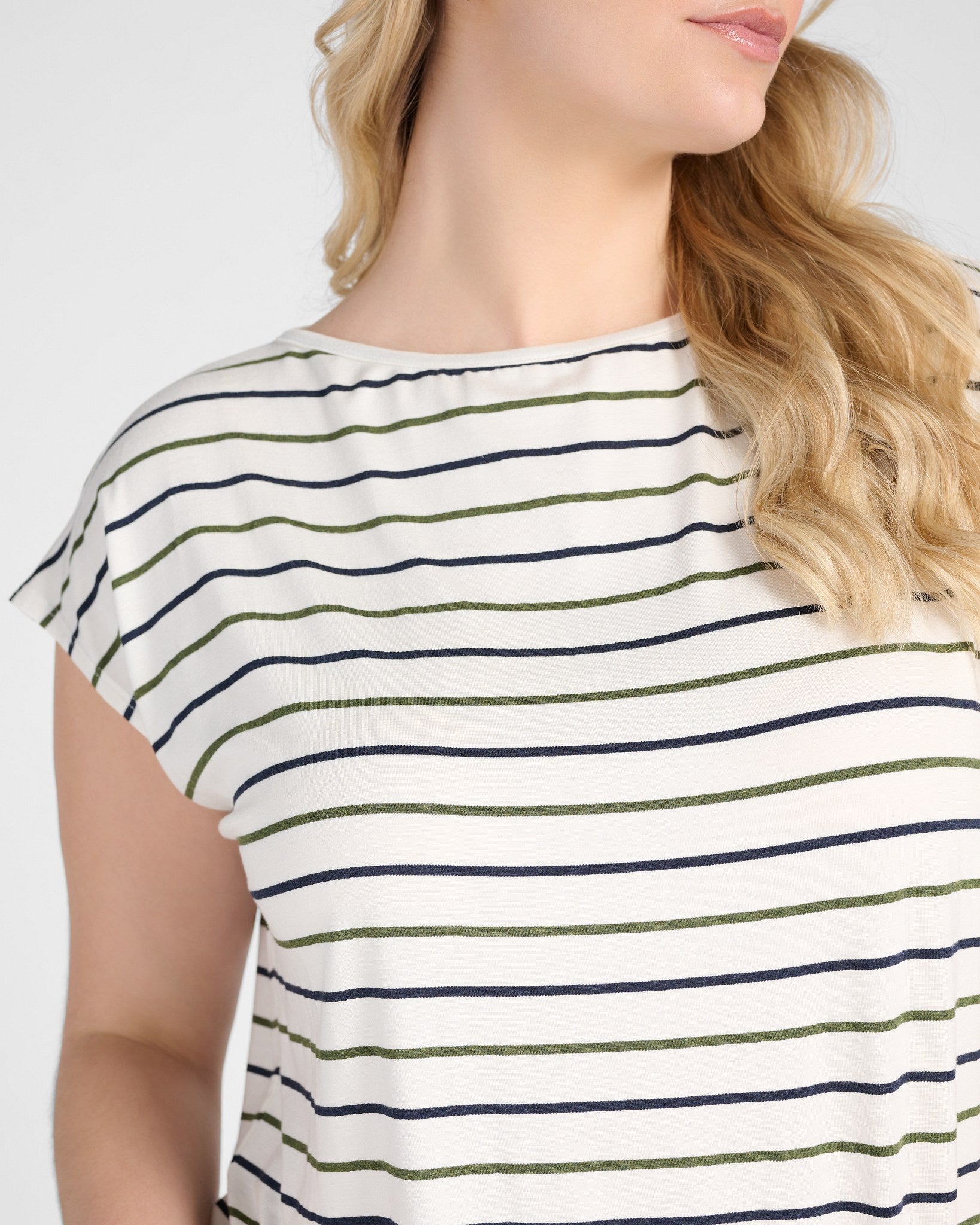 Natural/Nymph/Indin $|& SEAS Brentwood Boat Neck Stripe Top - SOF Full Front