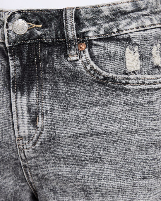 Acid Grey $|& Mica Denim Mid Rise Acid Wash Shorts - SOF Full Front