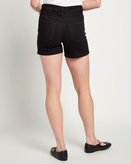 Jet Lag Black $|& Mica Denim Mid Rise Cuffed Shorts - SOF Back