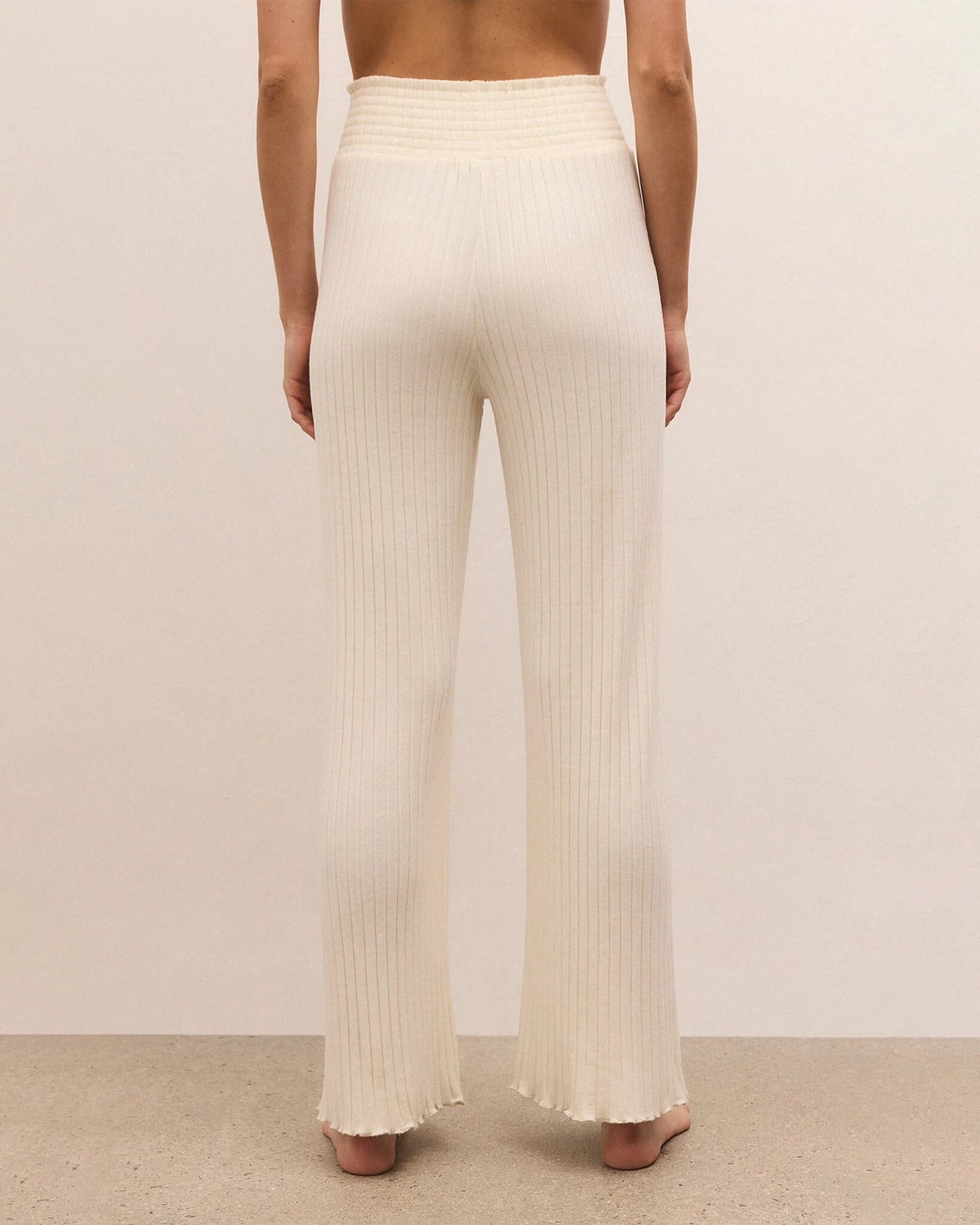 Bone $|& Z Supply Lounge Dawn Smocked Ribbed Pant - Hanger Side