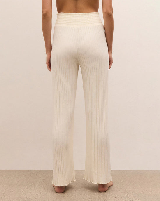 Bone $|& Z Supply Lounge Dawn Smocked Ribbed Pant - Hanger Side