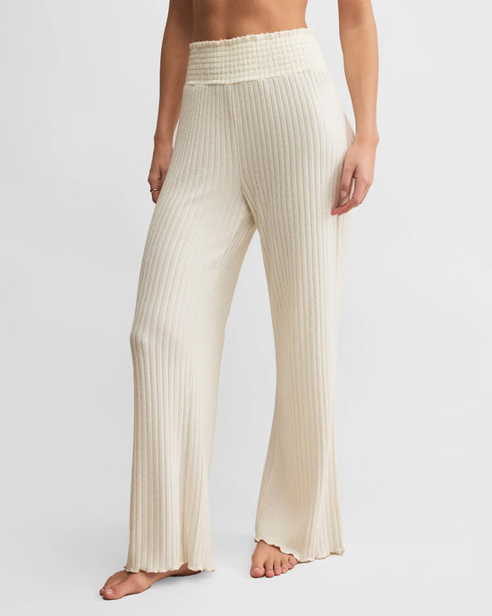Bone $|& Z Supply Lounge Dawn Smocked Ribbed Pant - Hanger Front