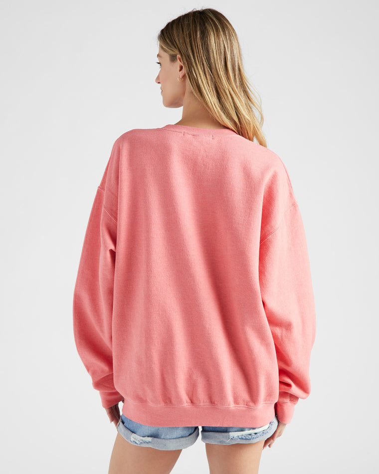 Sunset Coral $|& Project Social T Mon Cherie Embroidered Sweatshirt - SOF Back