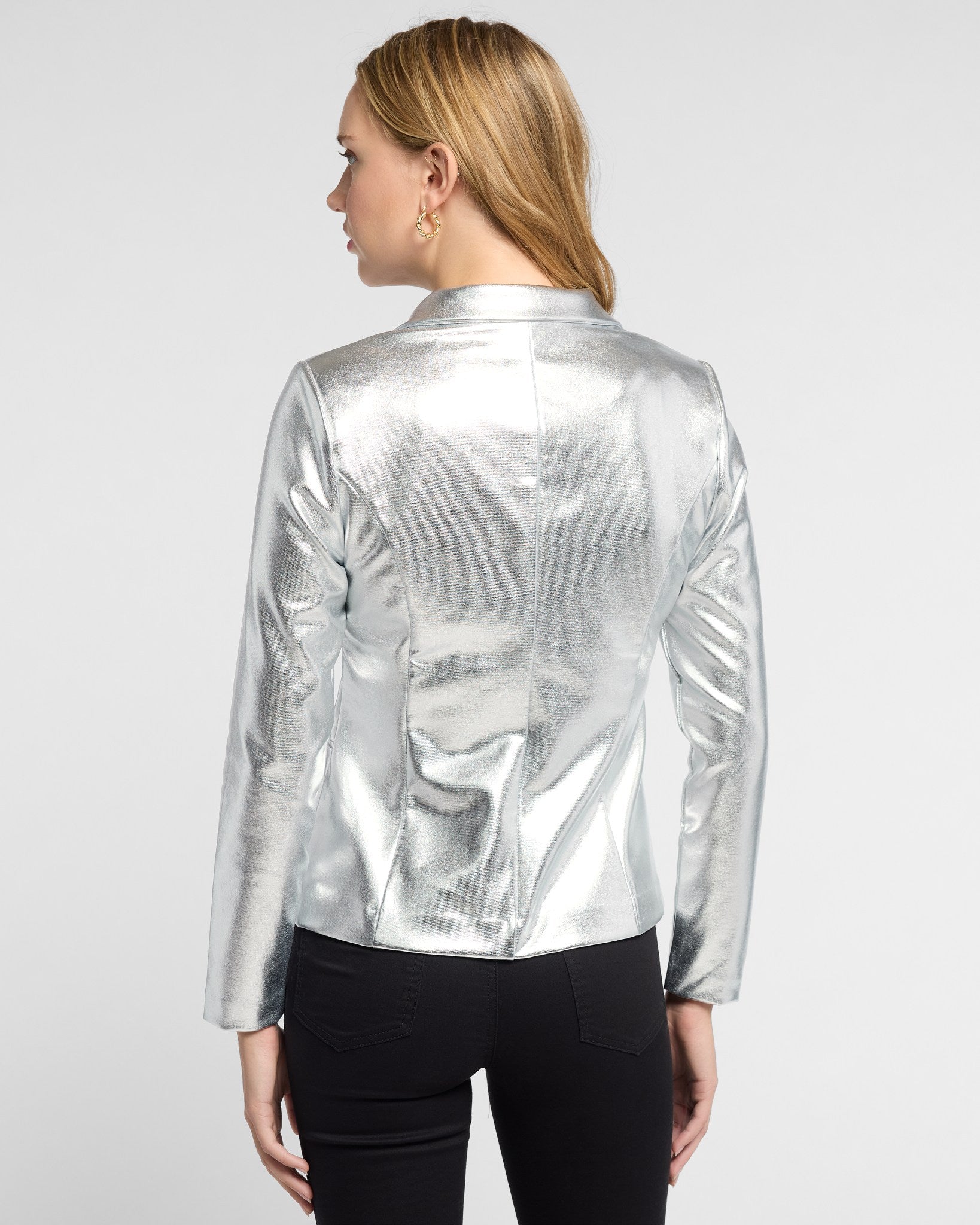 Silver $|& ICHI Kate Metallic Blazer - SOF Back
