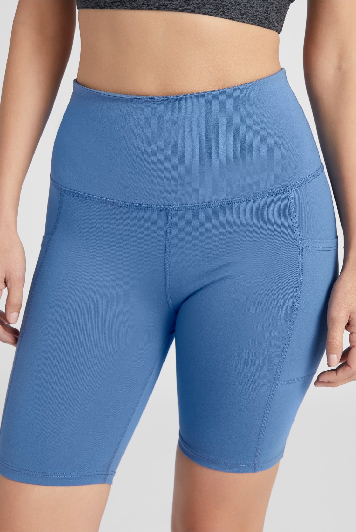 Dusty Blue $|& Interval FlowHeather Sculpt Pocket Bike Short - SOF Detail