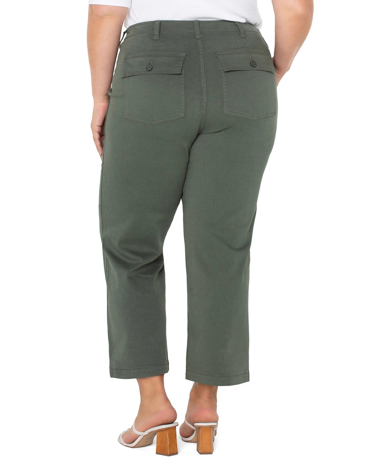 Moss Green $|& Liverpool Cargo Wide Leg Crop Pant - VOF Back