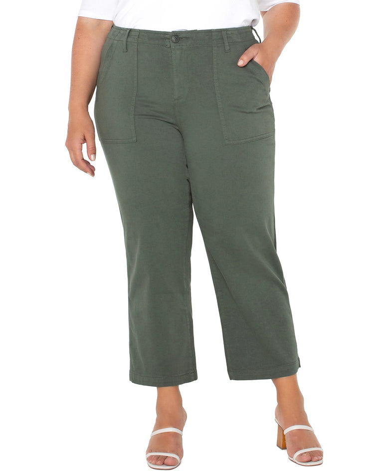 Moss Green $|& Liverpool Cargo Wide Leg Crop Pant - VOF Front