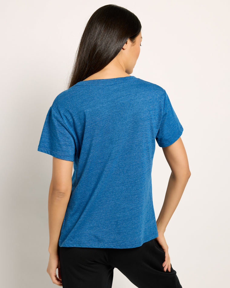 Heather Blue $|& SEAS Tired Graphic Sleep Tee - SOF Back