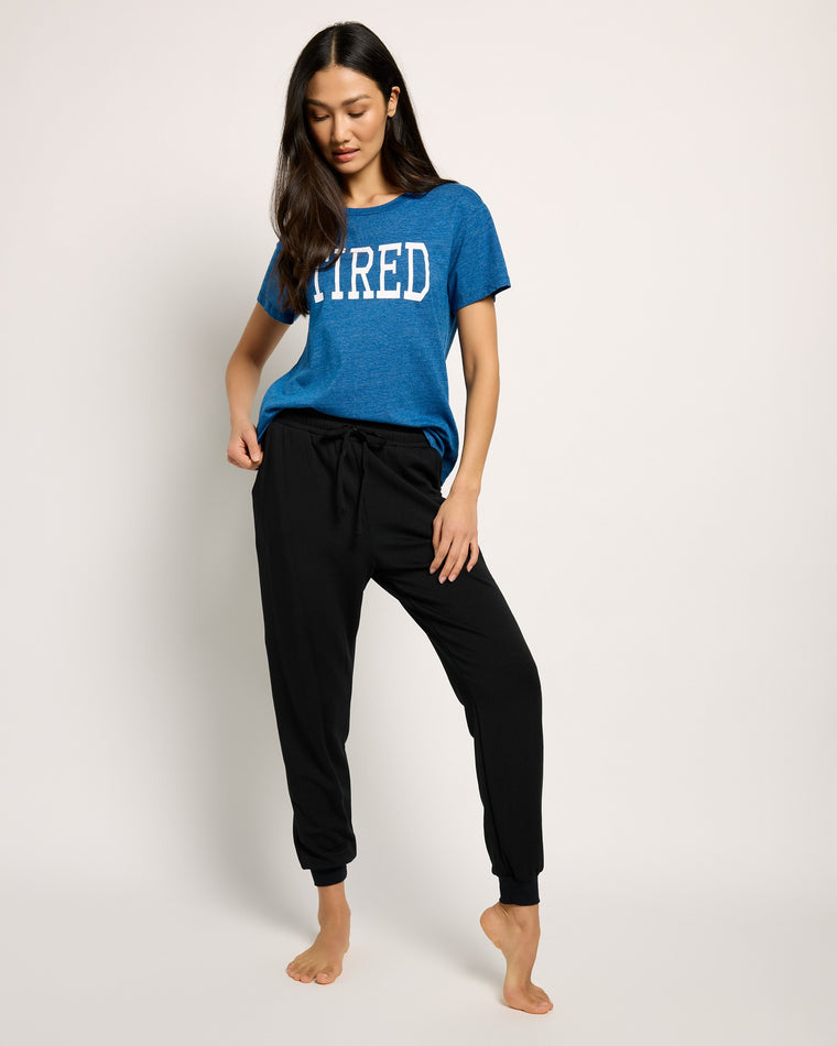 Heather Blue $|& SEAS Tired Graphic Sleep Tee - UGC On Fig