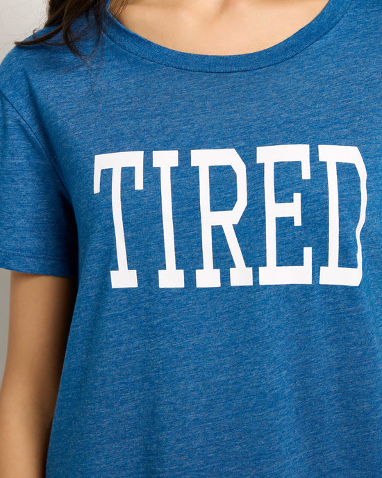 Heather Blue $|& SEAS Tired Graphic Sleep Tee - SOF Full Front