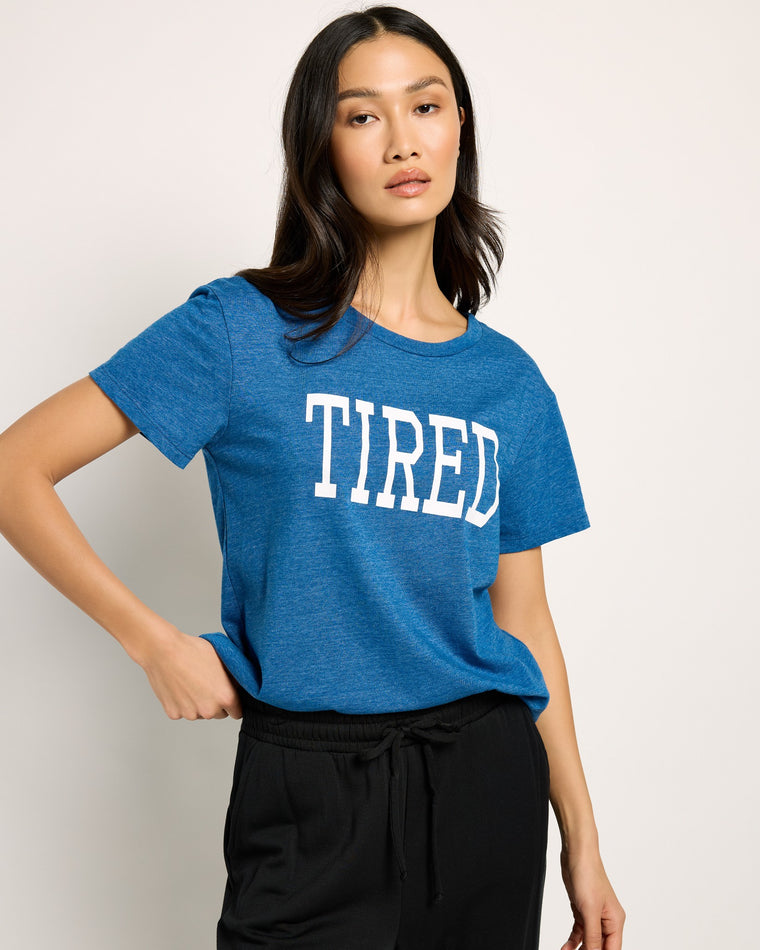Heather Blue $|& SEAS Tired Graphic Sleep Tee - SOF Front