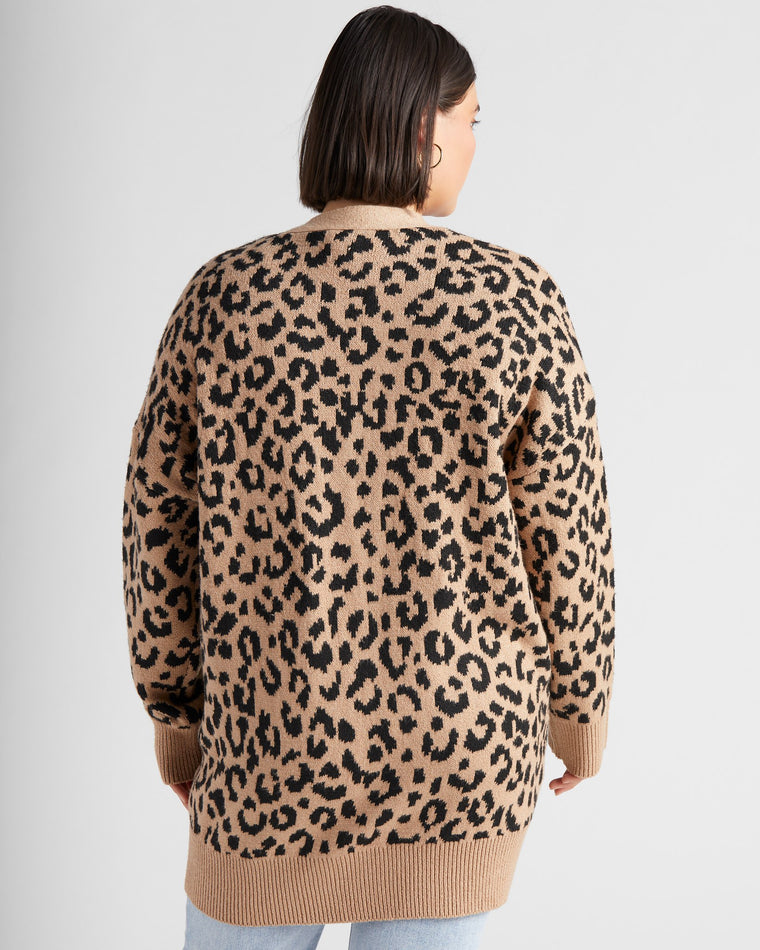 Camel/Black $|& Bobeau Leopard Cardigan - SOF Back