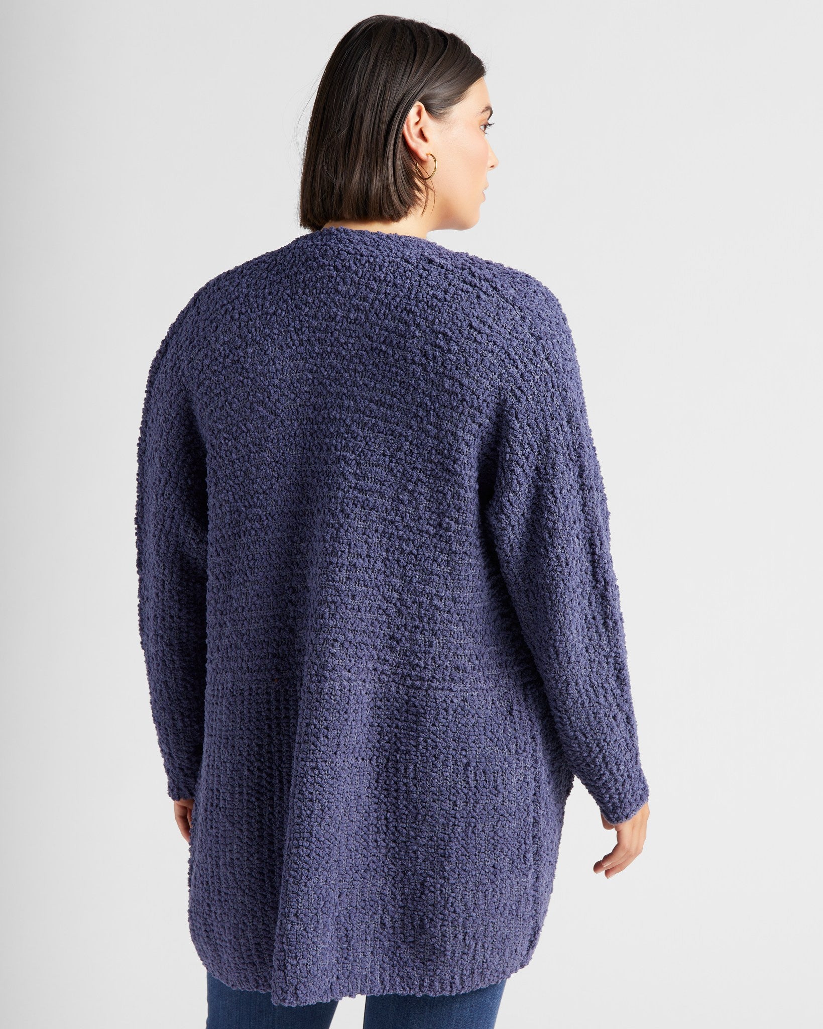 Blue $|& Bobeau Two Pocket Popcorn Cardigan - SOF Back