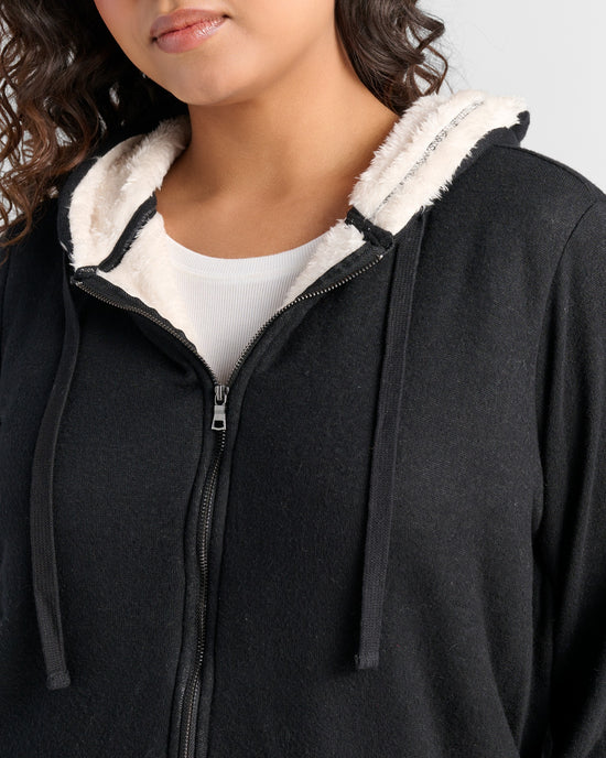 Black $|& B Collection by Bobeau Remington Sherpa Hoodie - SOF Detail