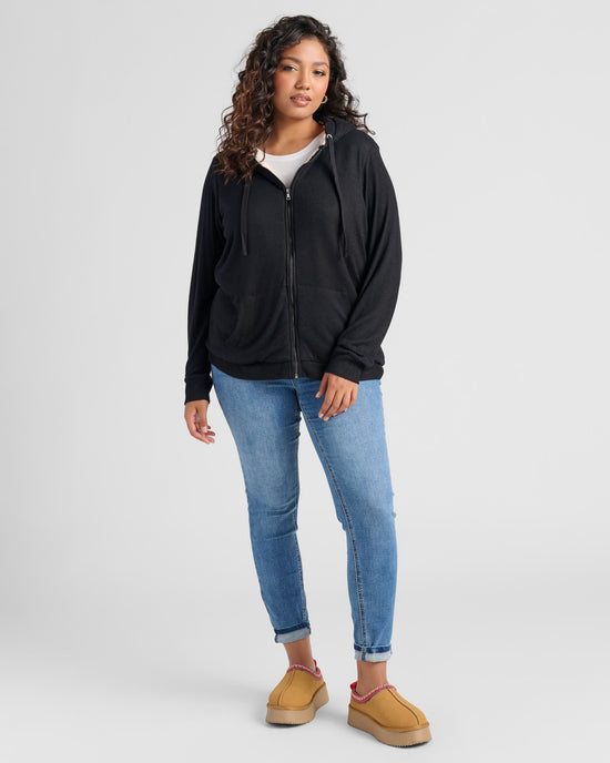 Black $|& B Collection by Bobeau Remington Sherpa Hoodie - SOF Full Front