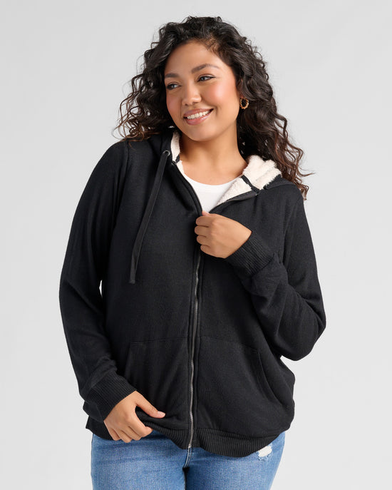 Black $|& B Collection by Bobeau Remington Sherpa Hoodie - SOF Front