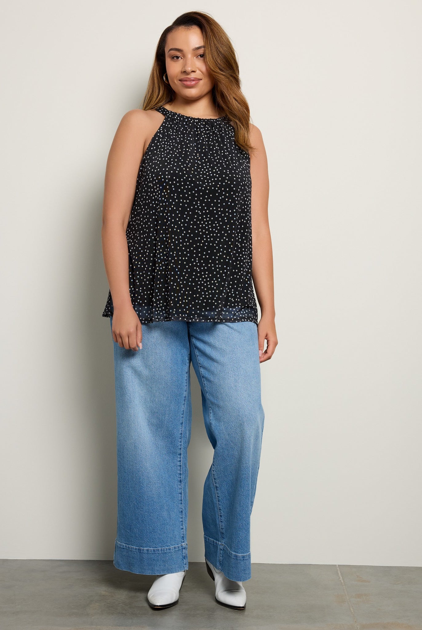 Black/Ivory $|& Loveappella Printed Halter Tank - UGC On Fig