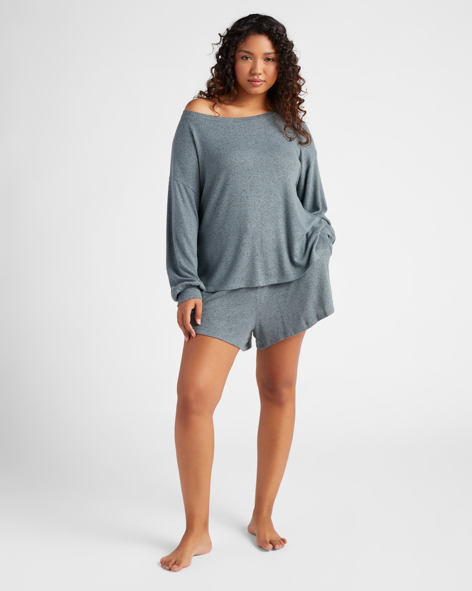 Frost Blue $|& Bobeau Cozy Pullover and Short Set - SOF Front