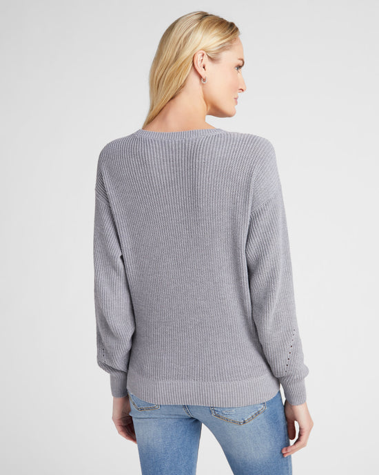 Heather Grey $|& SEAS Coastal Wrap Sweater - SOF Back