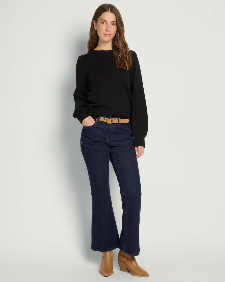 Black $|& SEAS Pacific Puff Shoulder Crew Neck Sweater - UGC On Fig