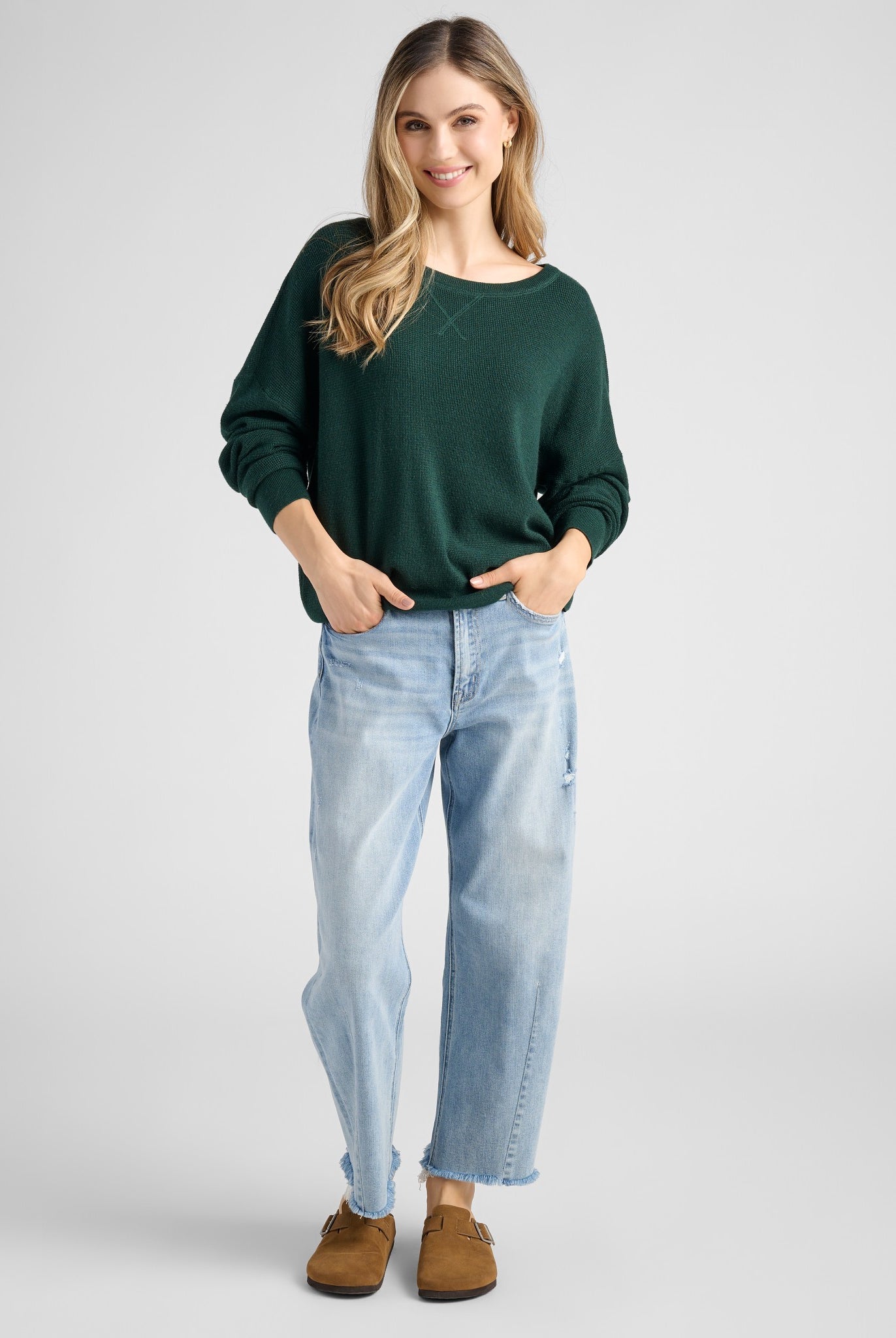 Hunter Green $|& Herizon Wanderer Waffle Long Sleeve - SOF Full Front