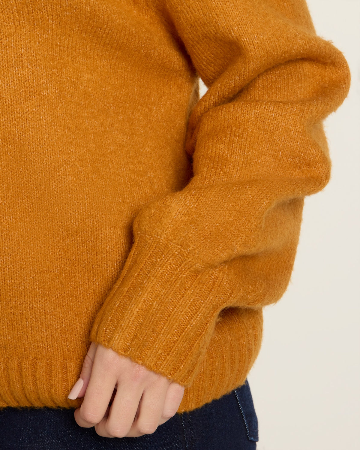Mustard $|& SEAS Balloon Sleeve Crewneck Sweater - SOF Full Front