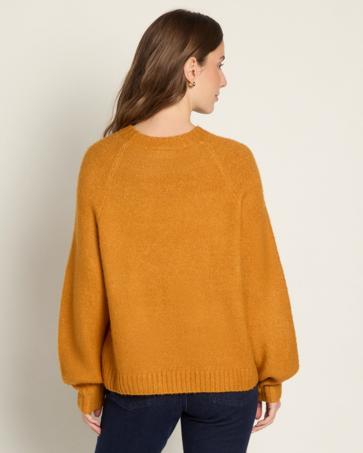 Mustard $|& SEAS Balloon Sleeve Crewneck Sweater - SOF Back