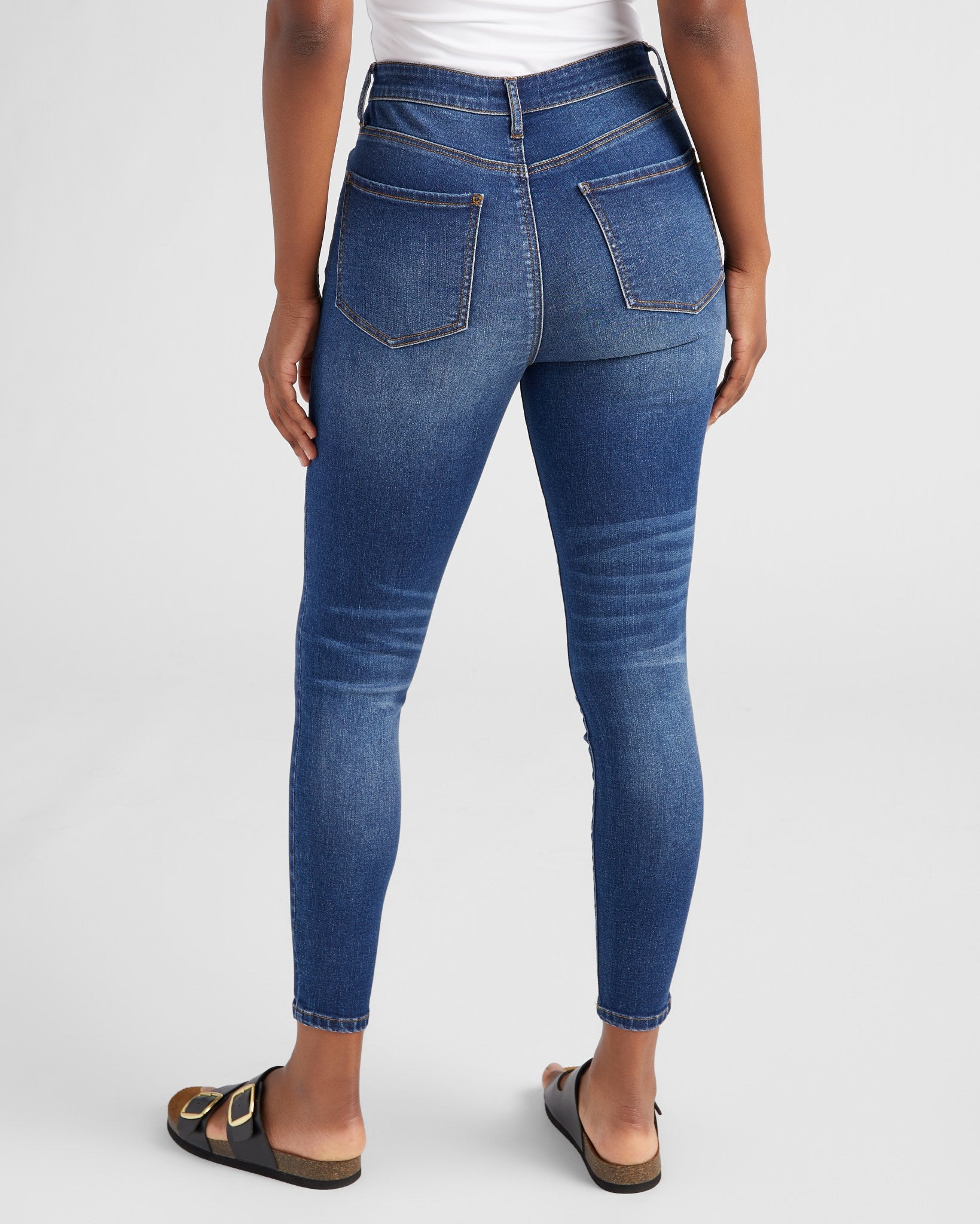 Dark Wash $|& SEAS Whitney High Rise Ankle Skinny Jeans - SOF Back