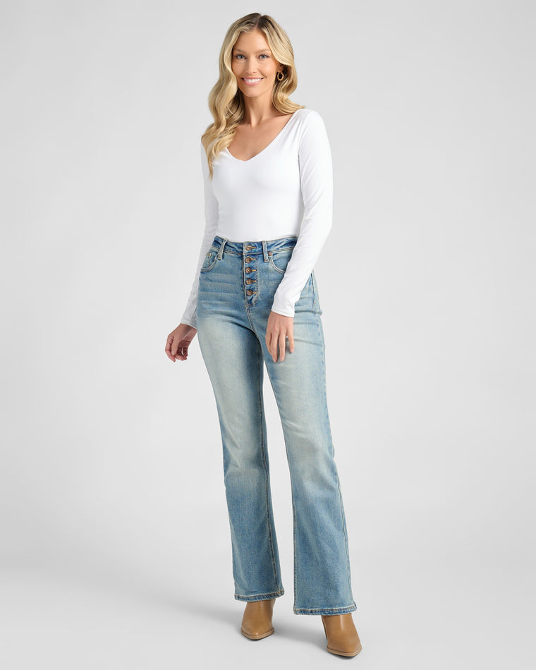 Medium Wash $|& Herizon Tobi High Rise Bootcut Jeans - SOF Full Front