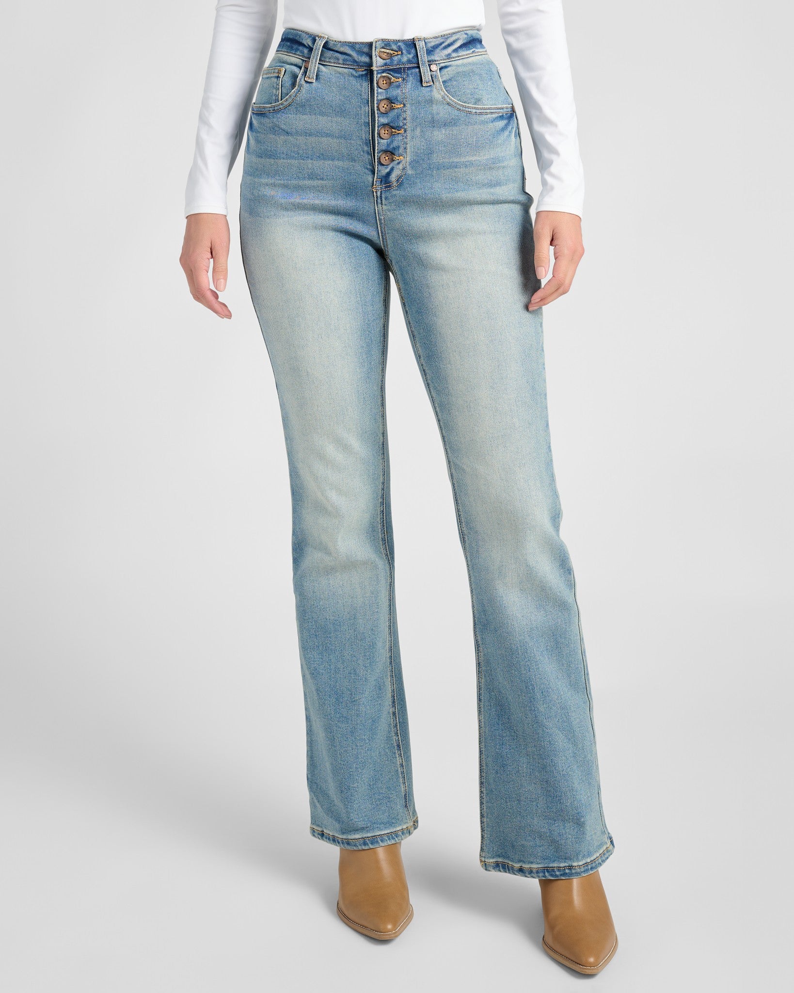 Medium Wash $|& Herizon Tobi High Rise Bootcut Jeans - SOF Front