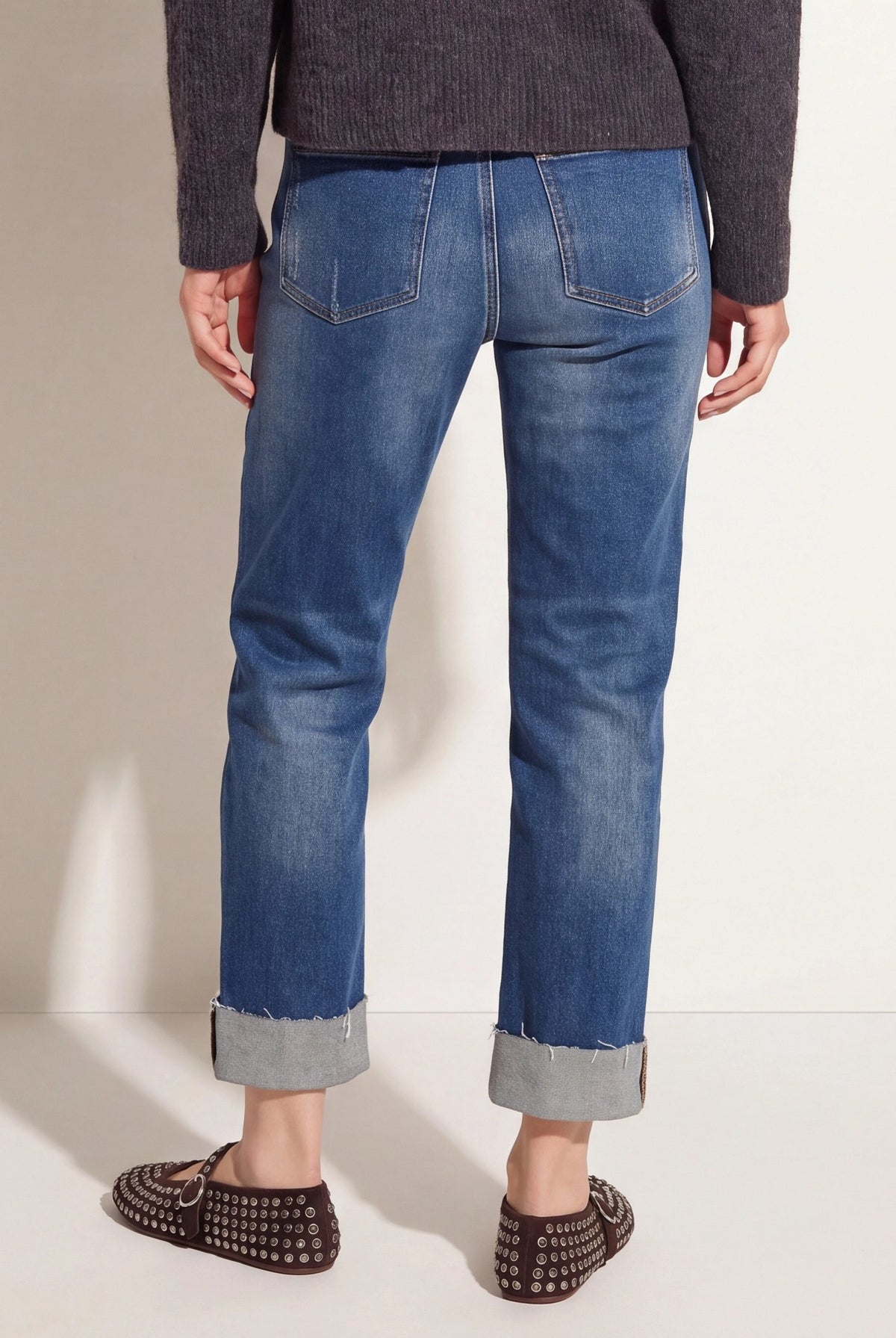 Dark Wash $|& Herizon Phoebe High Rise Mom Jeans with Button Fly