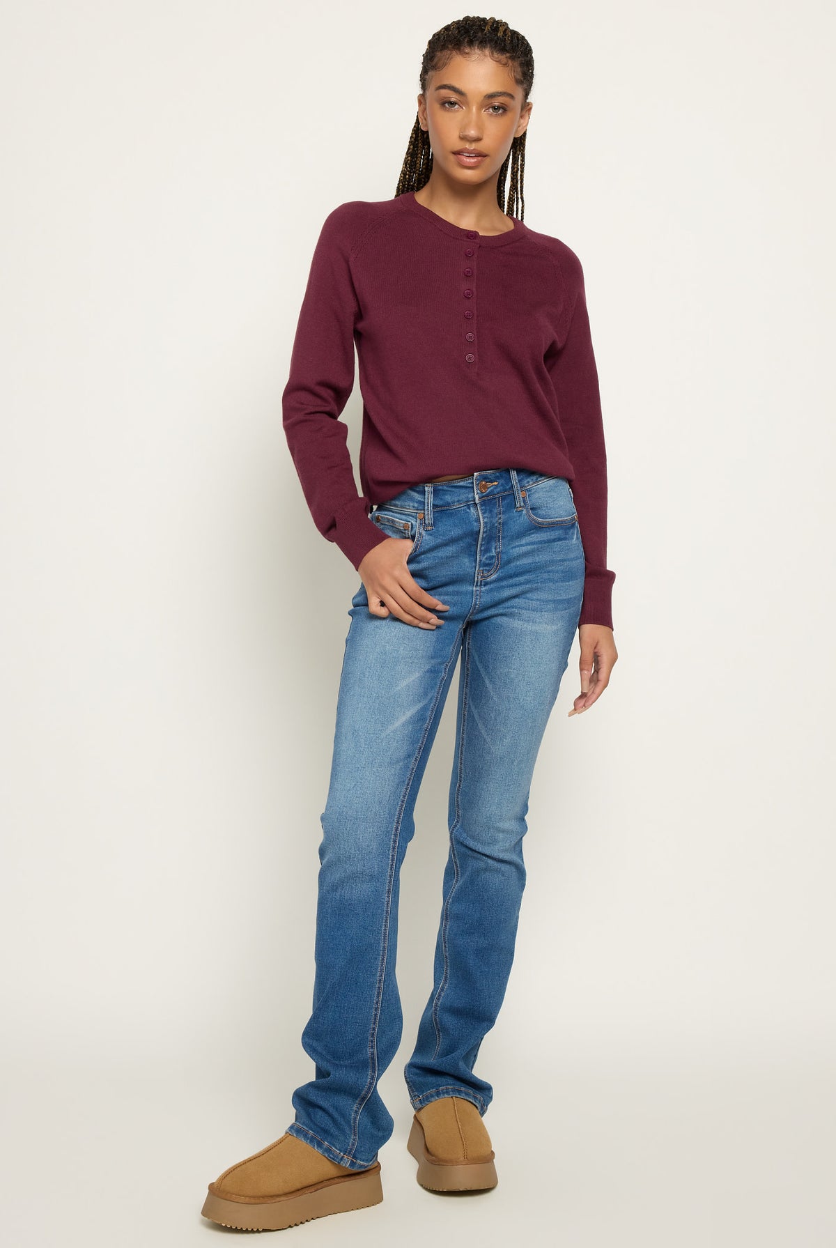 Medium Wash $|& Herizon Avril High Rise Slim Bootcut Jeans - UGC On Fig